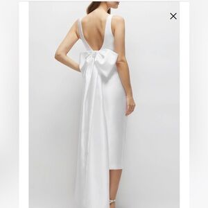 Bow Back Satin Twill Midi Cocktail